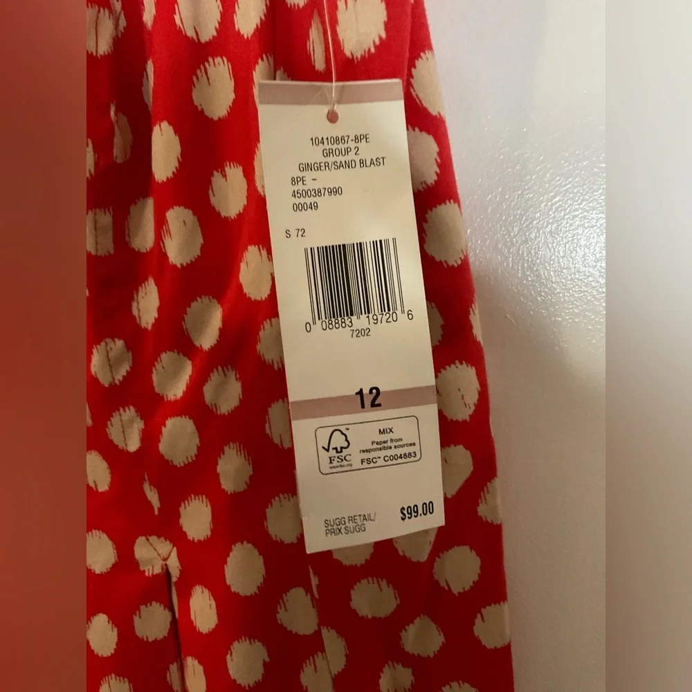 Nine West red white polkadot midi sleeveless dress size 12 - Picture 4 of 6